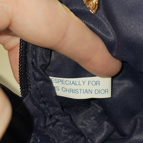 Christian Dior Navy Blue Clutch w/Crossbody Chain, Tassel, & Twilly Added - Picture 15 of 16